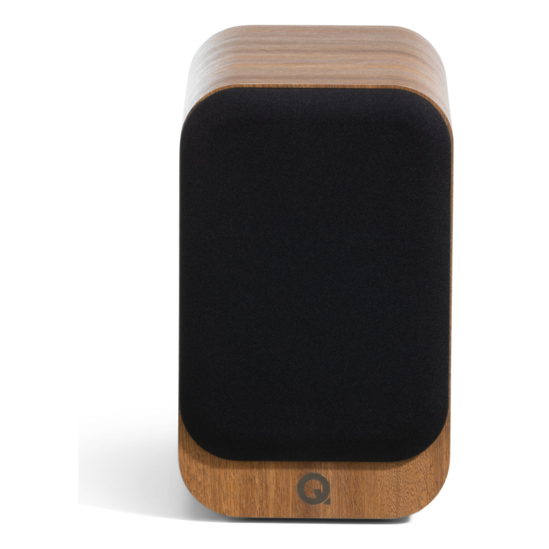 Q Acoustics 3010c Bookshelf Speakers Pin Oak (Pair) — front view with grille