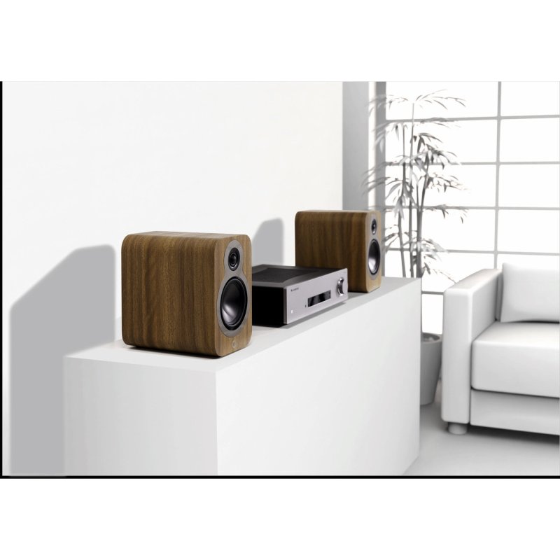 Q Acoustics 3010c Bookshelf Speakers Pin Oak (Pair) — lifestyle
