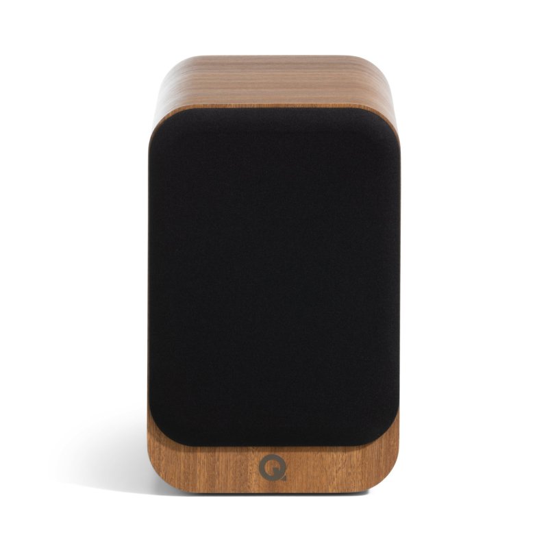 Q Acoustics 3020C Bookshelf Speakers Oak (Pair) — front view (grille on)