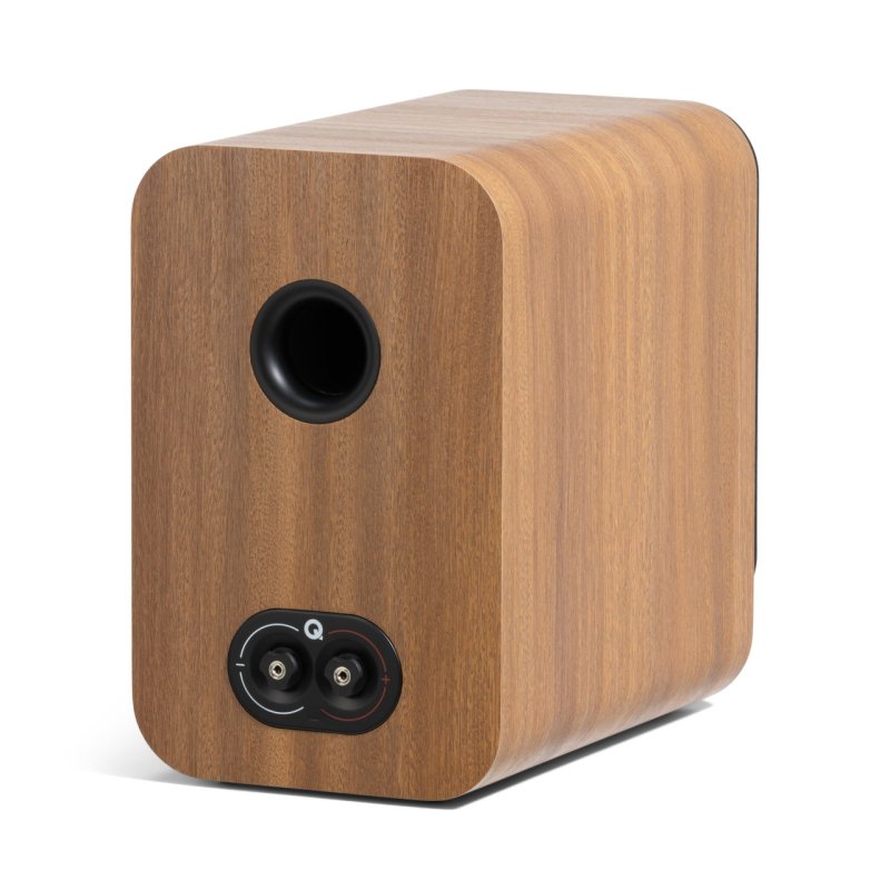 Q Acoustics 3020C Bookshelf Speakers Oak (Pair) — rear angled view