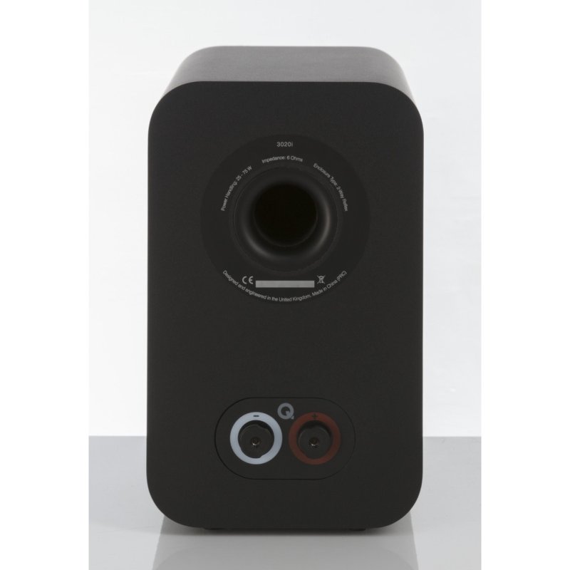 Q Acoustics 3020i Bookshelf Speakers Black (Pair) — rear panel