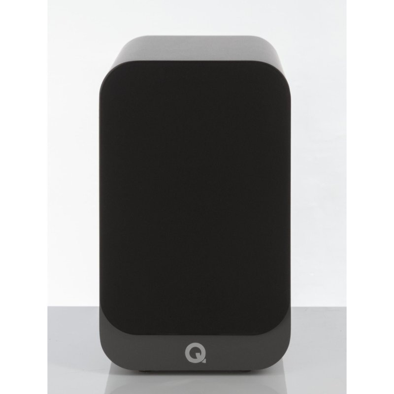 Q Acoustics 3020i Bookshelf Speakers Graphite (Pair) — front view (grille on)