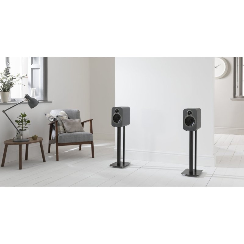 Q Acoustics 3020i Bookshelf Speakers Graphite (Pair) — lifestyle (pair on stands)