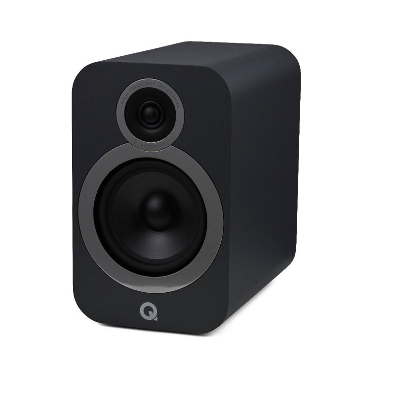 Q Acoustics 3030i Bookshelf Speakers Black (Pair) — front view (alternative angle)