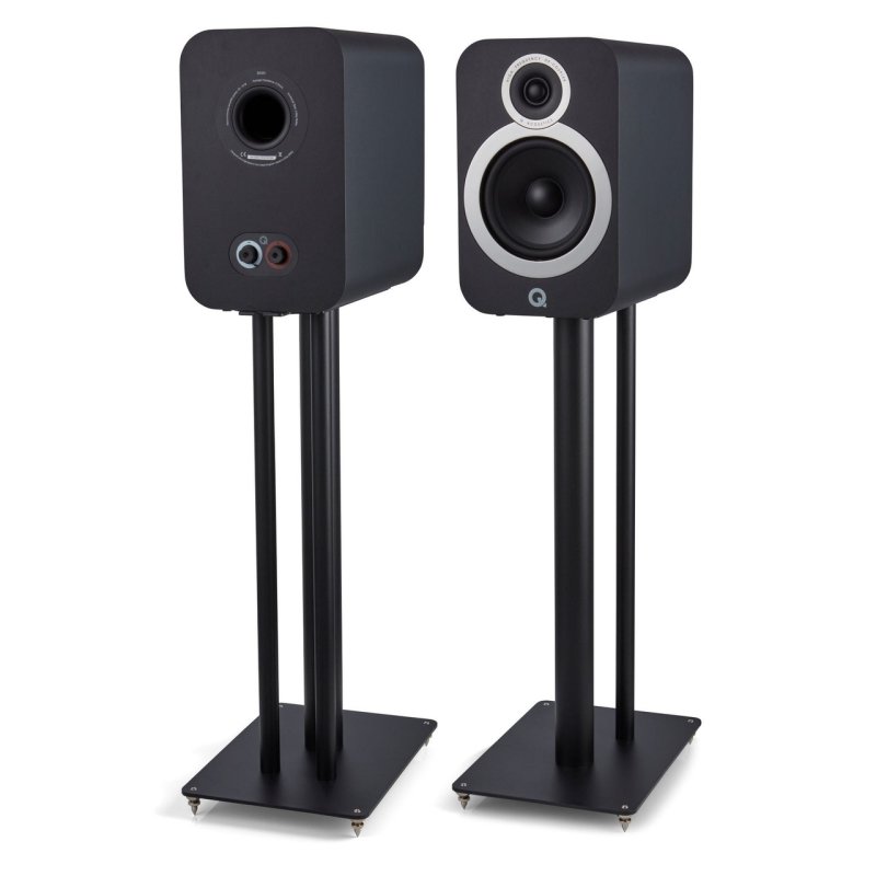 Q Acoustics 3030i Bookshelf Speakers Black (Pair) — with stands