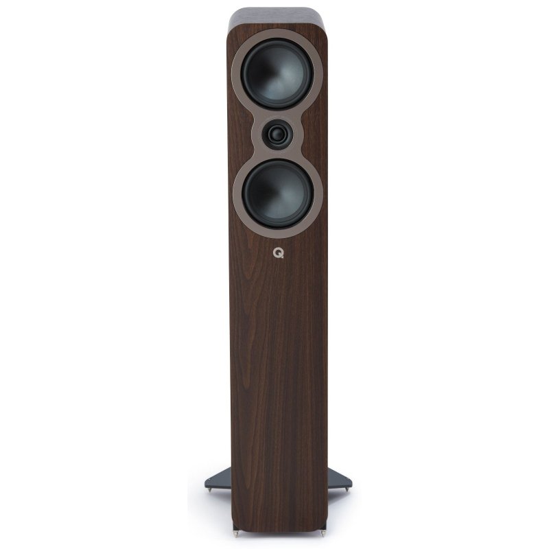 Q Acoustics 3040c Claro Walnut, front view with grille removed