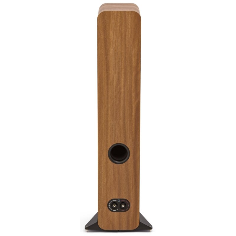 Q Acoustics 3040c Pin Oak, rear view showing reflex port and binding posts