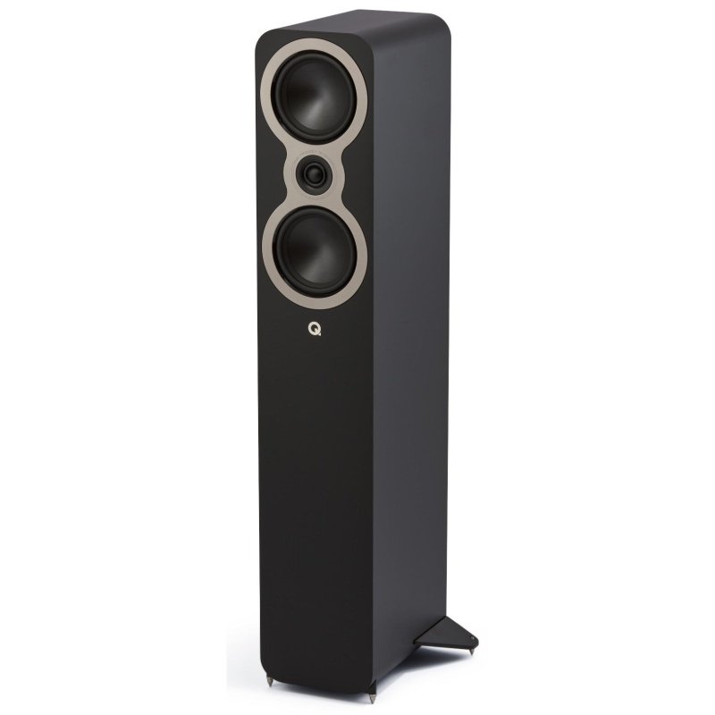 Q Acoustics 3040c Satin Black, angled front view showing C3 drivers