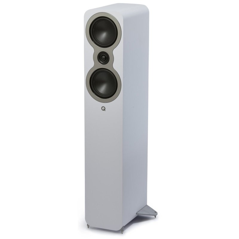 Q Acoustics 3040c Satin White, angled front view showing C3 drivers