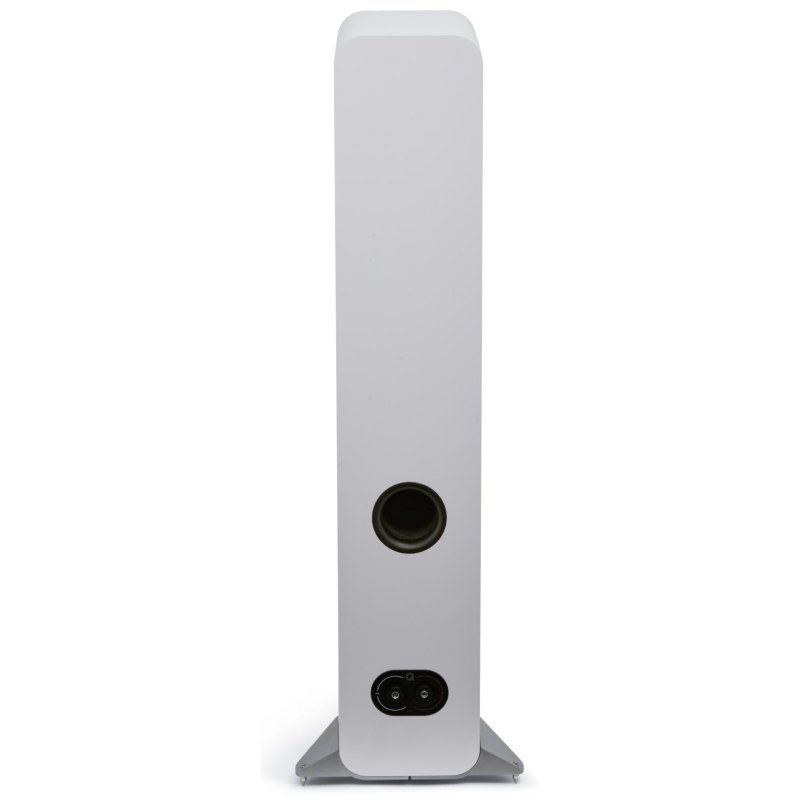 Q Acoustics 3040c Satin White, rear view showing reflex port and binding posts
