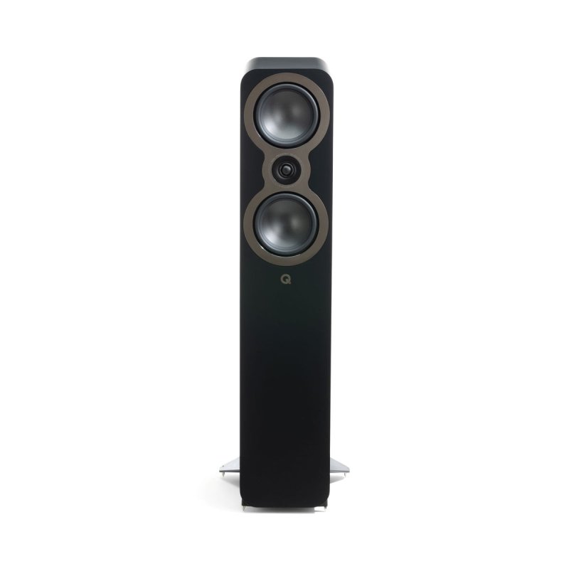 Q Acoustics 3050C Floorstanding Speakers Satin Black (Pair) — front view, no grille
