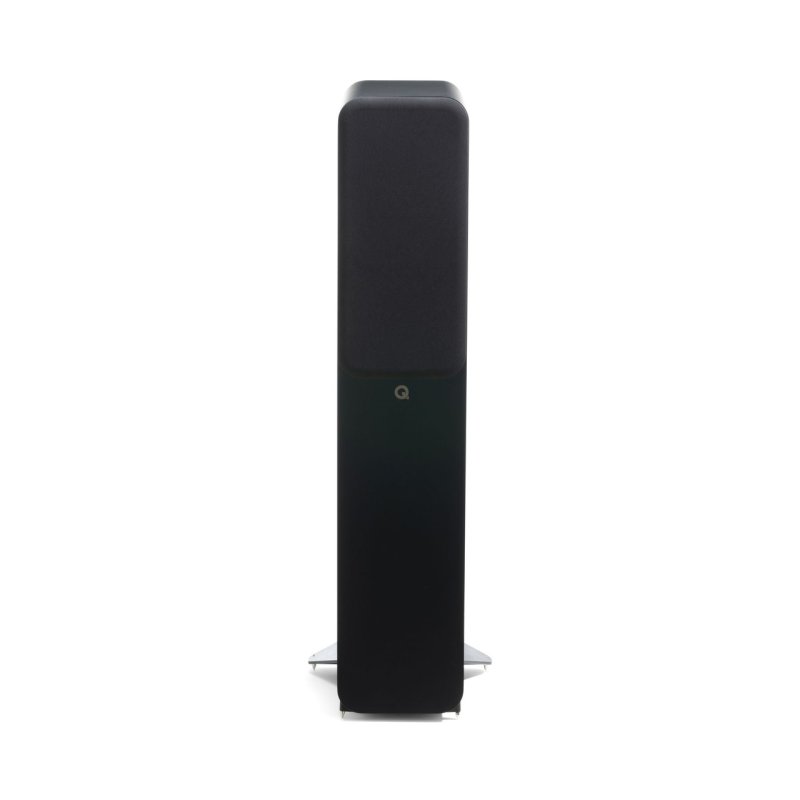 Q Acoustics 3050C Floorstanding Speakers Satin Black (Pair) — front view, grille on