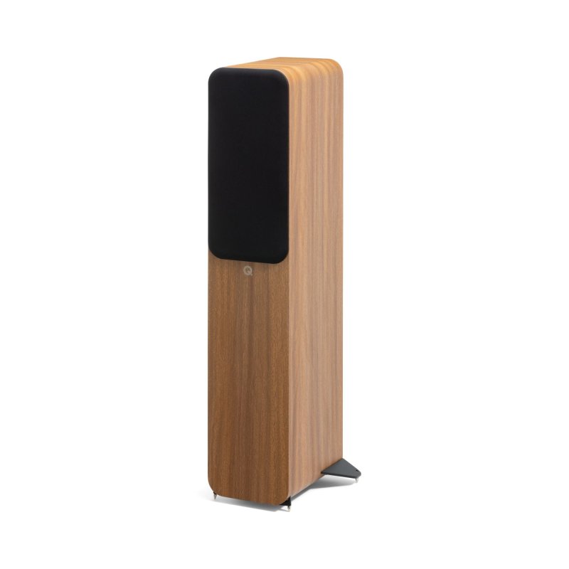 Q Acoustics 3050C Floorstanding Speakers Pin Oak (Pair) — angled view with grille
