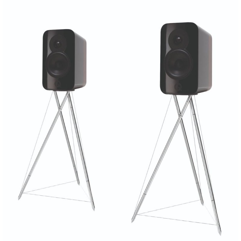 Q Acoustics Concept 300 Standmount Speakers Black and Rosewood (Excl. Stand) (Pair) — with Tensegrity stands