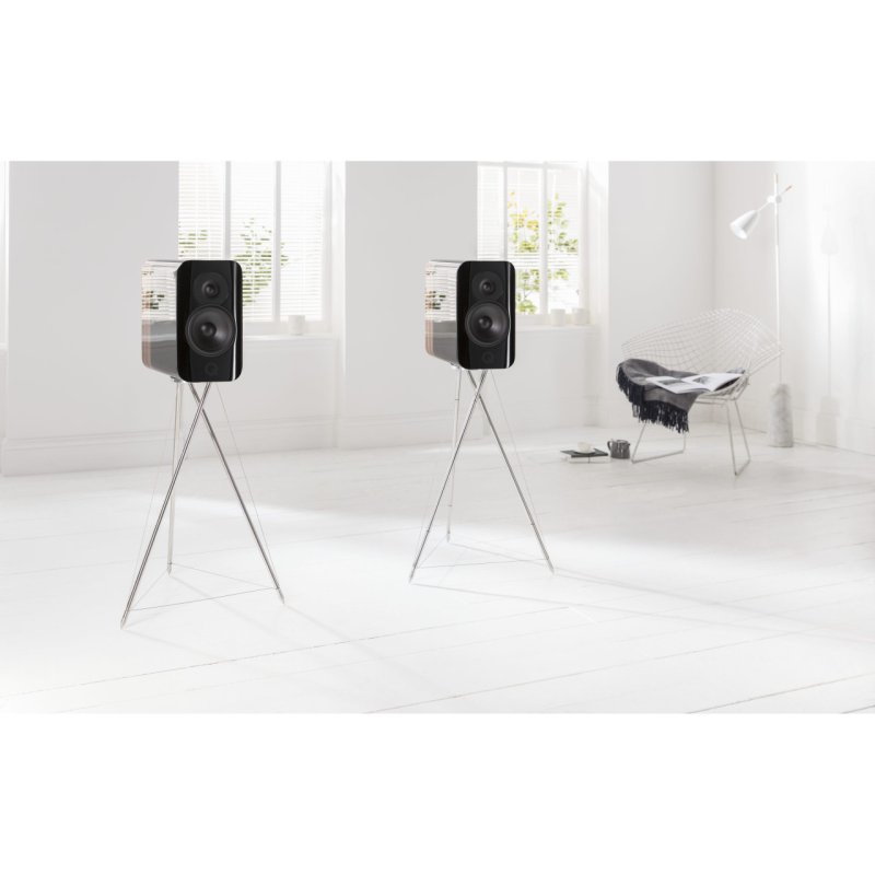 Q Acoustics Concept 300 Standmount Speakers Black and Rosewood (Excl. Stand) (Pair) — lifestyle