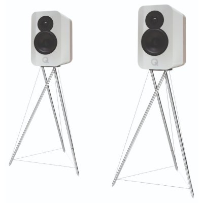 Q Acoustics Concept 300 Standmount Speakers WITH Stands White and Oak (Pair)