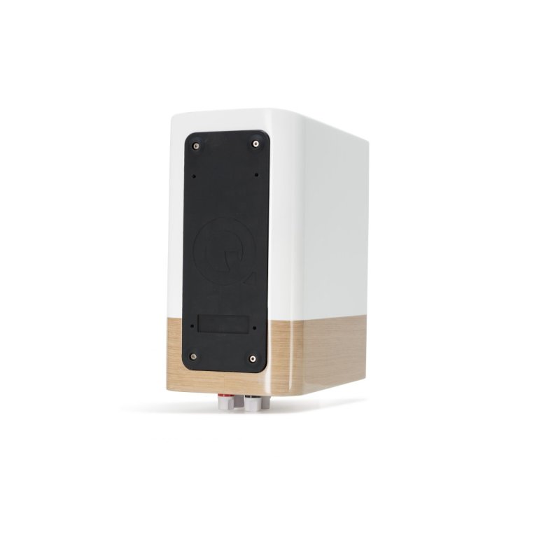 Q Acoustics Concept 300 Standmount Speakers WITH Stands White and Oak (Pair) — rear panel
