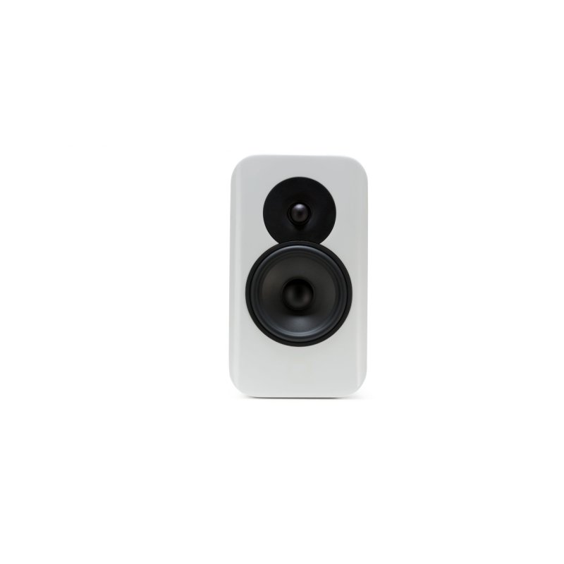 Q Acoustics Concept 300 Standmount Speakers White and Oak (Pair) — front view