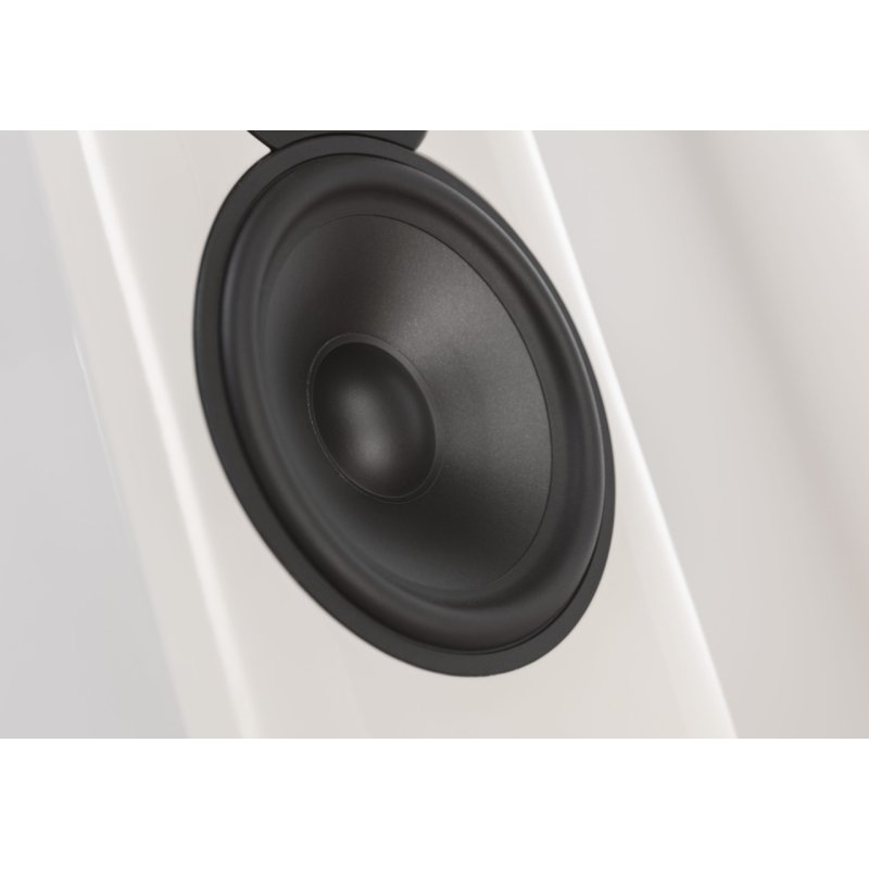 Q Acoustics Concept 300 Standmount Speakers White and Oak (Pair) — driver detail