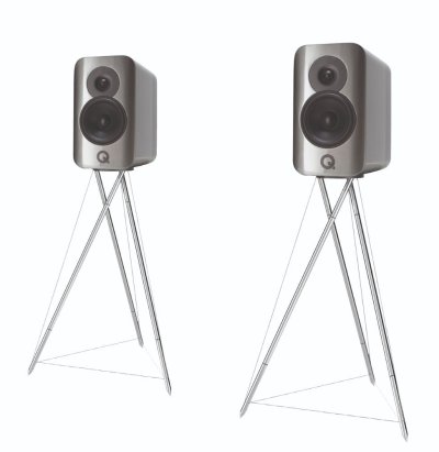 Q Acoustics Concept 300 Standmount Speakers WITH Stands Silver and Ebony (Pair)