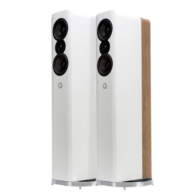 Q Acoustics Concept 500 Floorstanding Speakers Gloss White & Light Oak (Pair)