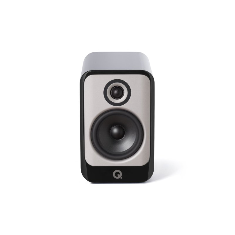 Q Acoustics Concept 30 Bookshelf Speakers Gloss Black (Pair) — front view (grille off)