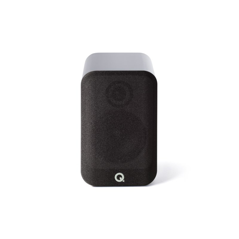 Q Acoustics Concept 30 Bookshelf Speakers Gloss Black (Pair) — front view (grille on)