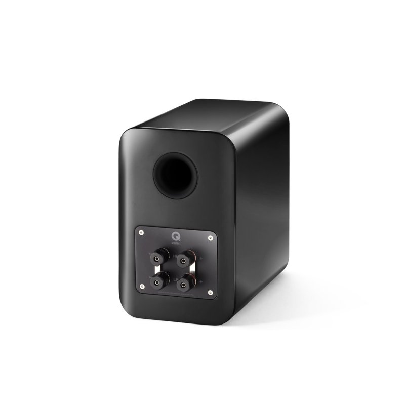 Q Acoustics Concept 30 Bookshelf Speakers Gloss Black (Pair) — rear three-quarter view