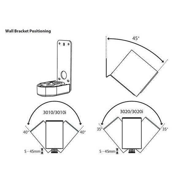 Q Acoustics 3000WB Wall Bracket — tilt and turn positioning diagram
