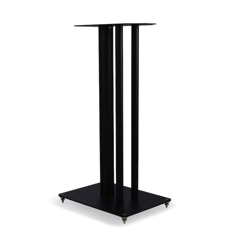 Q Acoustics Q3030FSi speaker stand in black - three-quarter angle view