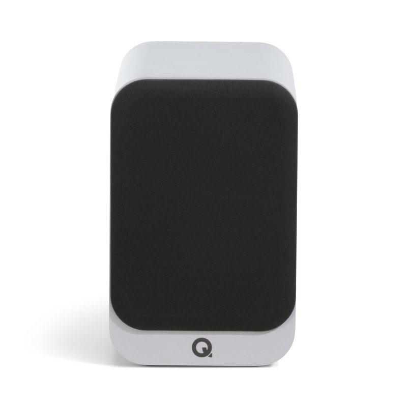 Q Acoustics 3030c Satin White - front view with grille on
