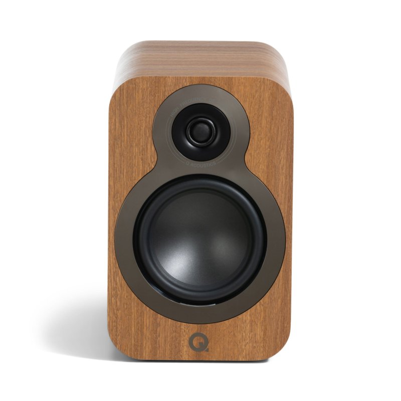 Q Acoustics 3030c Bookshelf Speakers Pin Oak (Pair) — front view (grille off)