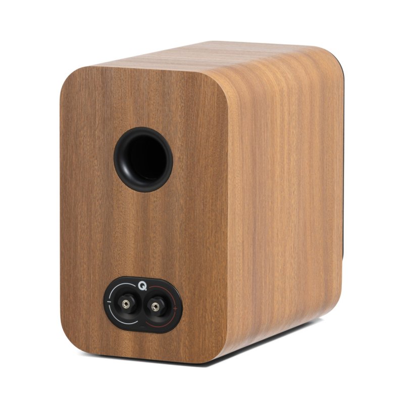 Q Acoustics 3030c Bookshelf Speakers Pin Oak (Pair) — rear angle view