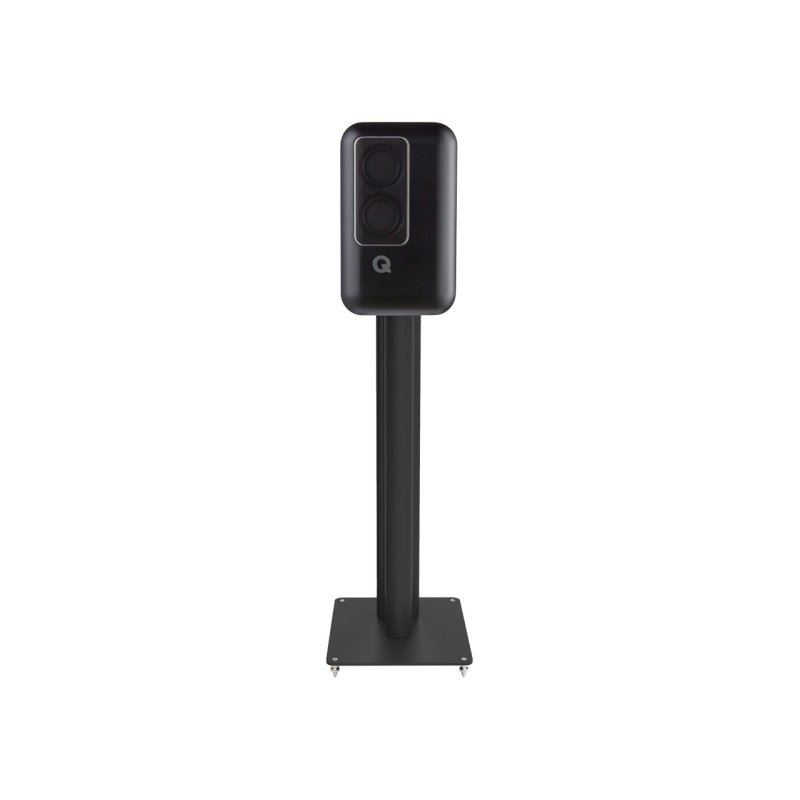 Q Acoustics Q Active 200 Bookshelf Speaker Black on FS50 Stand — straight front view