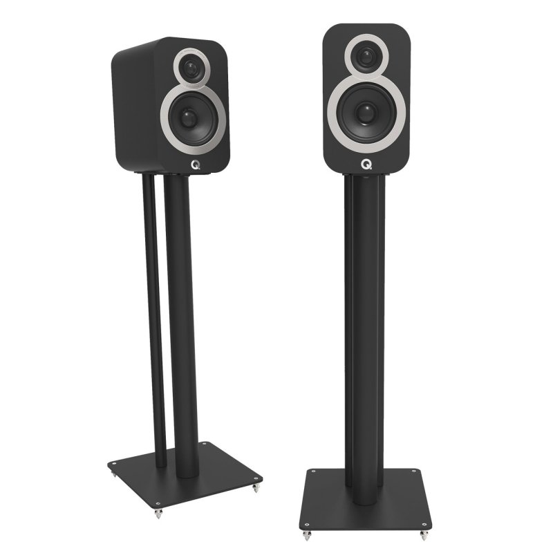 Q Acoustics FS50 Speaker Stands Black (Pair) — with speakers