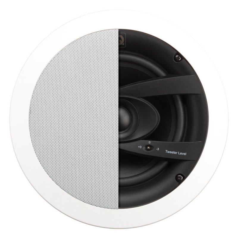 Q Acoustics Qi 65Cw Weatherproof In-Ceiling Speaker (Pair) — half grille, half exposed driver