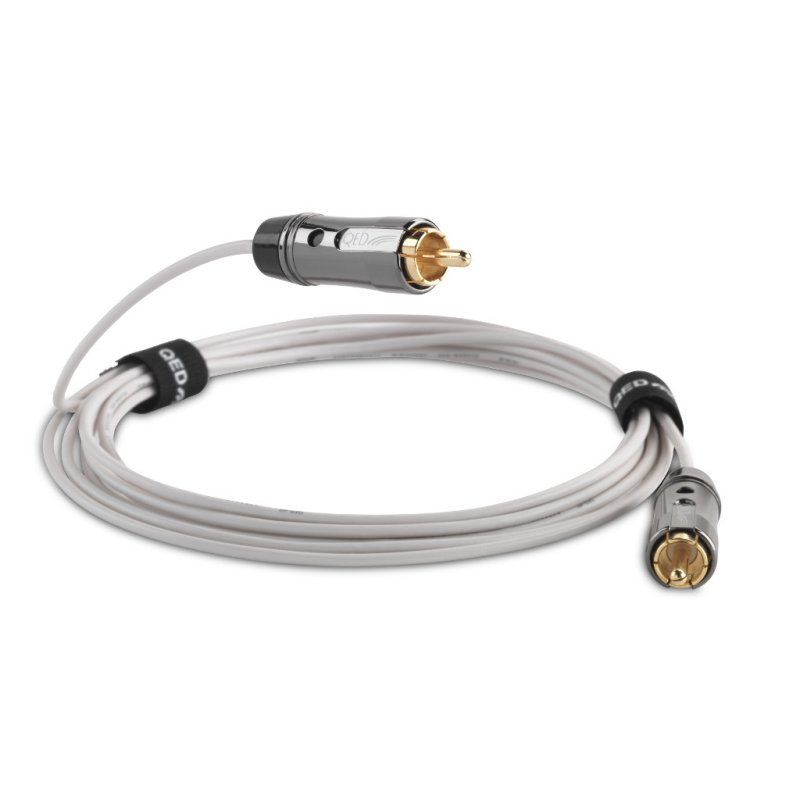 QED Performance MP-SW Mini-sub Cable coiled showing both RCA connectors