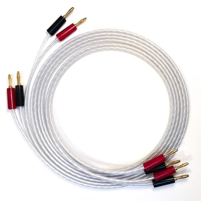 QED XT25 Pre-Terminated Speaker Cable (5m Pair) — coiled pair overhead view