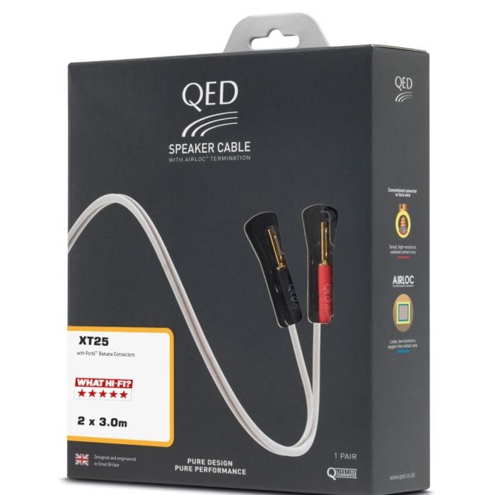QED XT25 Pre-Terminated Speaker Cable (5m Pair) — packaging