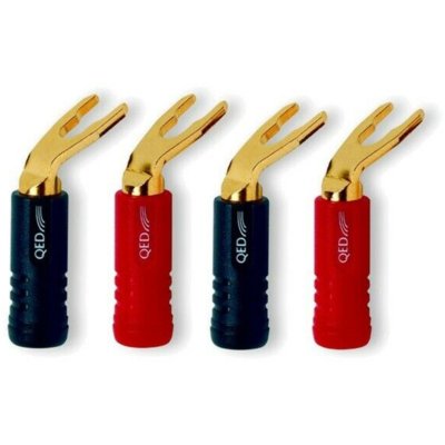 QED Screwloc ABS 4mm Duo Spade Connectors (2 Red, 2 Black)