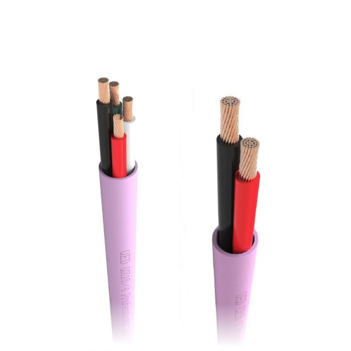 QED QX16/4 LSZH Speaker Cable Pink (300m Reel) — QX16/4 and QX16/2 cable comparison