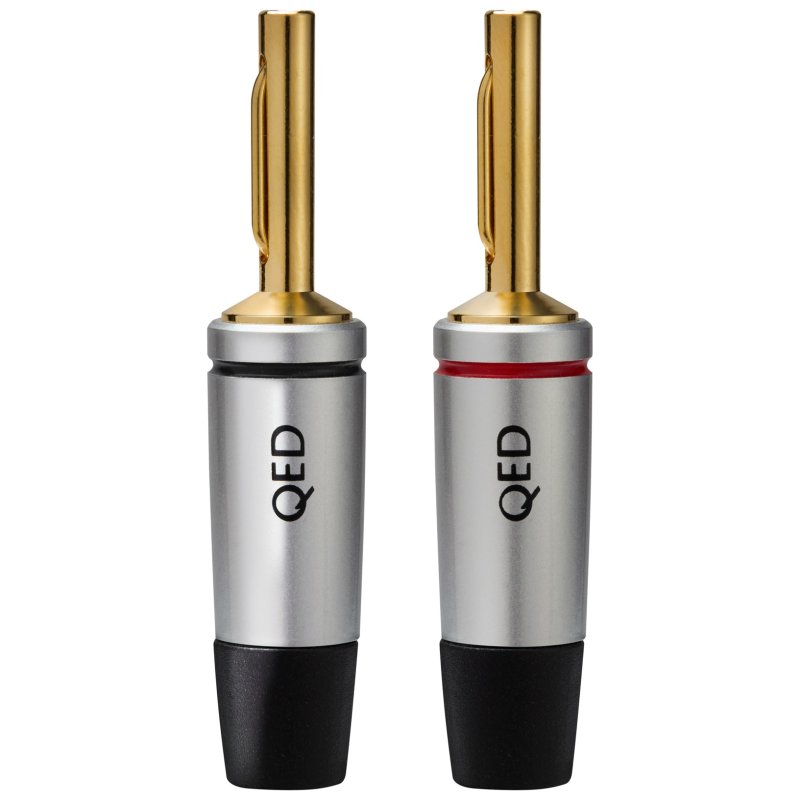 QED Performance 4mm Banana Plugs (1 Red + 1 Black, Pair)