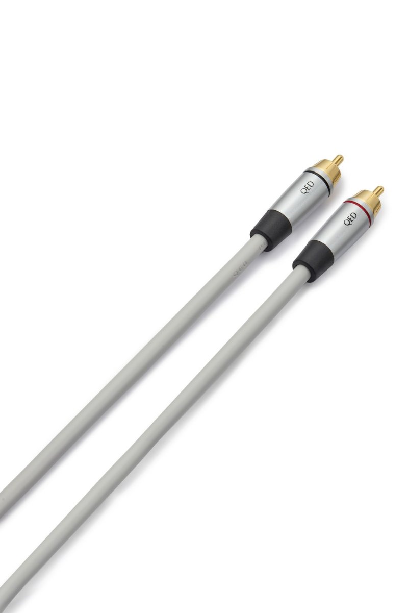 QED Performance Audio RCA Interconnect, angled view of both cable runs