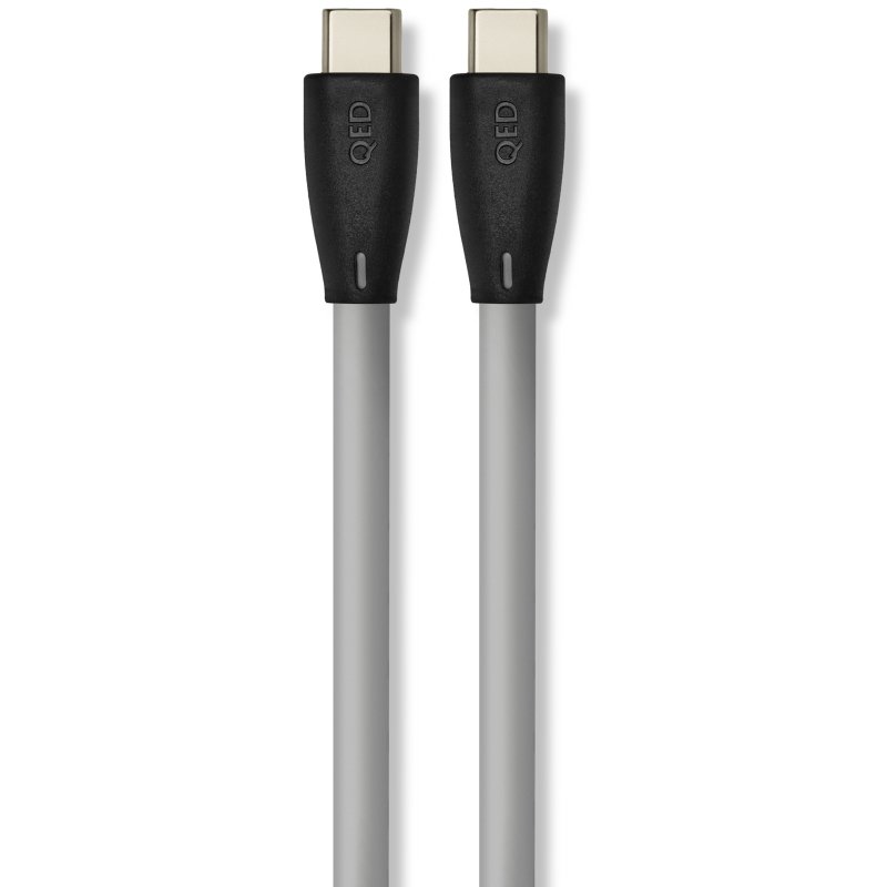 QED Performance USB nickel-plated USB Type-C and USB Type-C plugs, face on