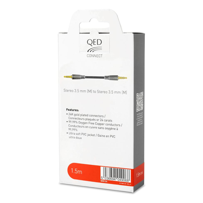 QED Connect 3.5mm Jack to Jack Cable 1.5m — retail packaging