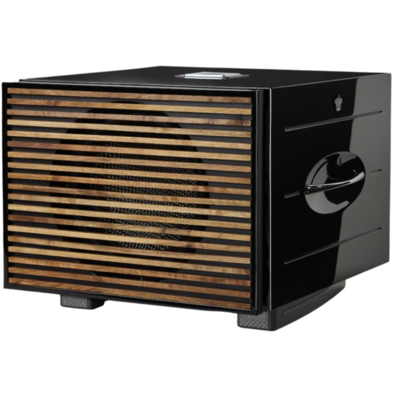 REL Acoustics Carbon Special Black Label with premium wood grille fitted