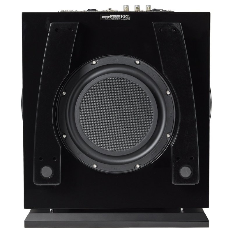 REL Acoustics Carbon Special Black Label showing down-firing 12-inch passive radiator