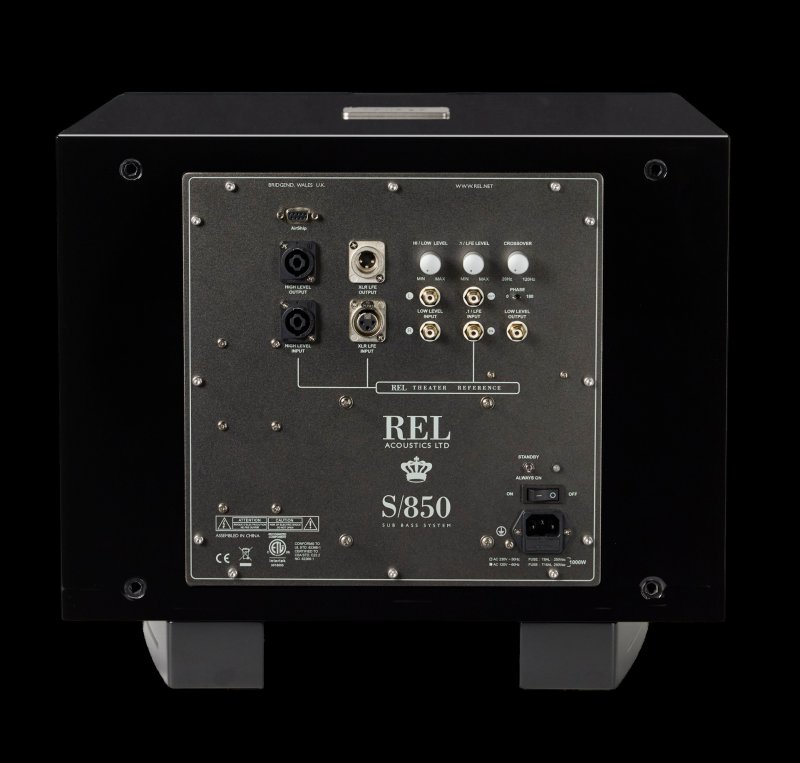 REL Acoustics S/850 Subwoofer - Rear Panel Connections