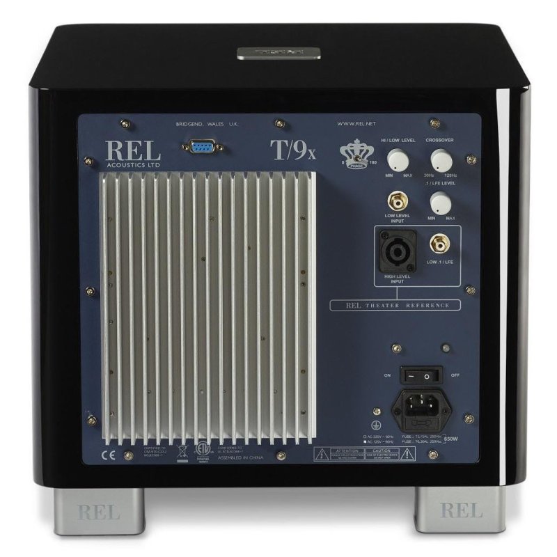 REL Acoustics T/9x Subwoofer Piano Gloss Black — rear panel