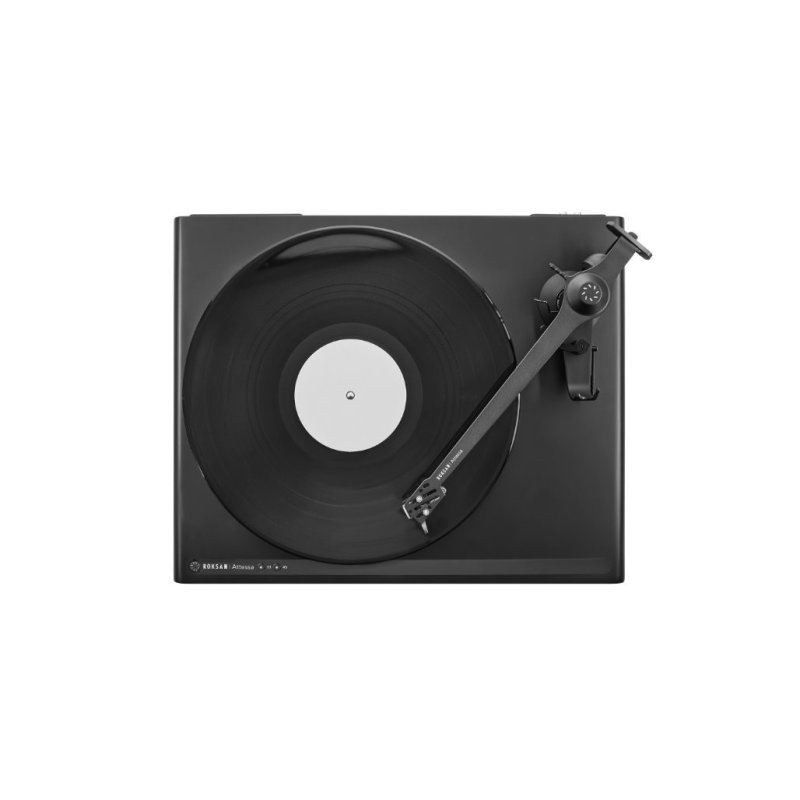 Roksan Attessa Turntable Black — top view with record